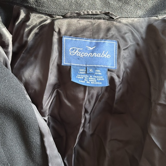 Facconable Wool Lined Overshirt Jacket Men’s Black Button Front French Size XL - Picture 7 of 14